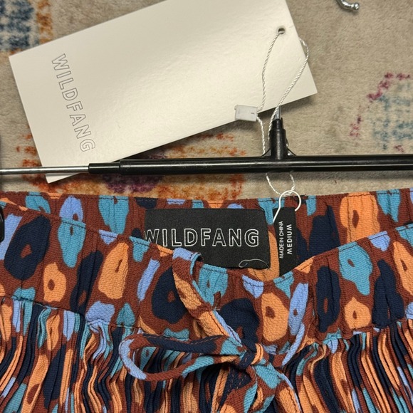 WILDFANG Wide Leg Pleated Pants Abstract Print Drawstring Waist Women's Medium - Picture 3 of 6